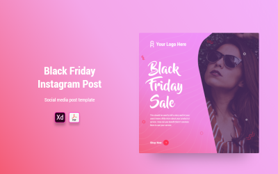 Bannière de publication Instagram du vendredi noir Modèle Adobe XD Vol 01