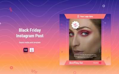 Kara Cuma Instagram Gönderi Afişi Adobe XD Şablonu Cilt 02