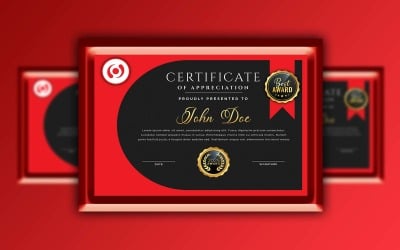 Kreatywny i nowoczesny czerwony elegancki wygląd - szablon certyfikatu