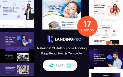 landingpro - Szablon JS uniwersalnej strony docelowej Tailwind CSS React Next