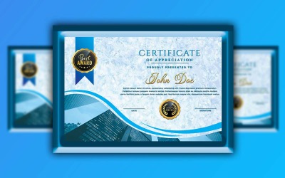 Modern blå Smart ser - certifikatmall