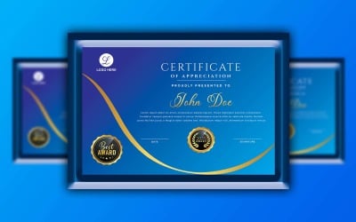 Profesionální modrá chytře vypadající - šablona certifikátu