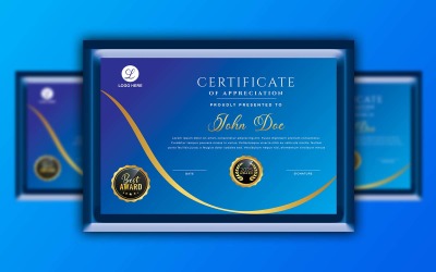 Profesjonalny niebieski elegancki wygląd — szablon certyfikatu