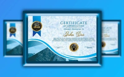 Современный синий умный вид - шаблон сертификата
