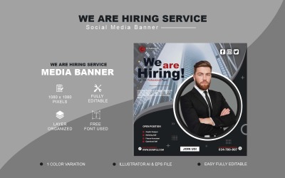 Stiamo assumendo servizi Social Media Post Design o Web Banner Template - Modello di social media