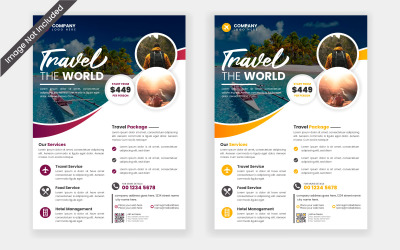 Modello di progettazione volantino per brochure di viaggio per le vacanze. poster, post sui social media, design flayer