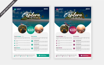 假期旅行手册传单设计模板。海报、社交媒体帖子、心魔概念