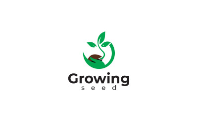 Growing Seed - Plantilla gratuita de diseño de logotipo de hojas de la naturaleza