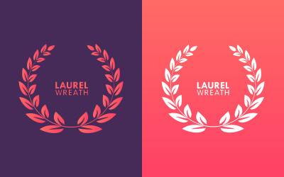 Laurel Wreath Leaf Element Gradient Vector Illustration