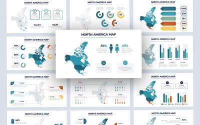 Észak-Amerika vektoros térképes infografika Google diáksablonja