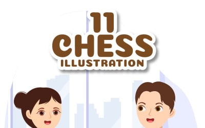 13 Ilustração dos desenhos animados do jogo de tabuleiro de xadrez