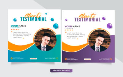 customer feedback testimonial social media post web banner template concept