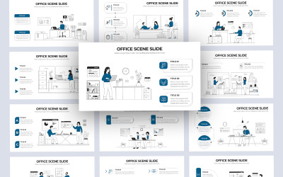 Kancelářské scény Vector Infographic PowerPoint šablony