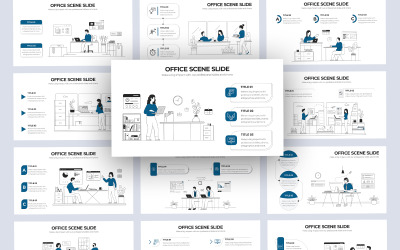 Office Scener Vector Infographic PowerPoint-mall