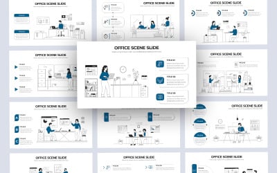 Office Sceny Wektor Infografika Szablon PowerPoint
