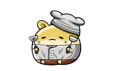 Leuke cartoon van de chef-kok van de hamster