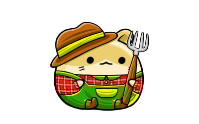 Cute Hamster Farmer Cartoon