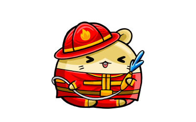Bonito Hamster Bombeiro Desenho Animado
