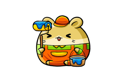 Leuke Hamster Schilder Cartoon