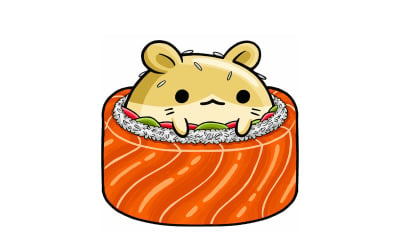 Cute dibujos animados de sushi de hámster 03