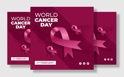 Publication sur les médias sociaux rose 3D de la Journée mondiale contre le cancer
