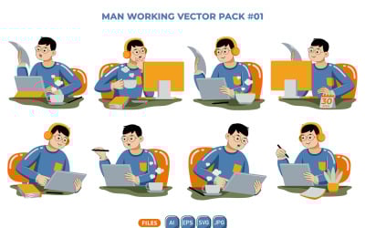 Человек, работающий векторный пакет 01