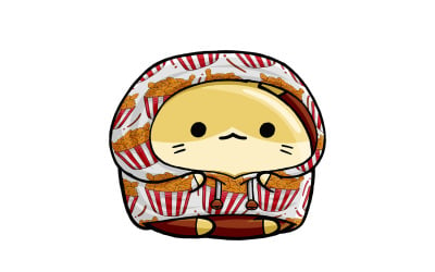 Desenho animado de fast-food de hamster fofo 03