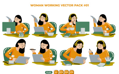 Dolgozó nő, vektoros csomag 01