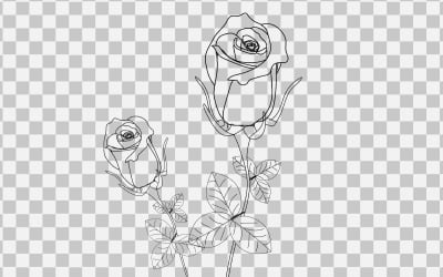 Grafika liniowa wzrosła realistyczny bukiet róż z ilustratorem wektora czerwony kwiat