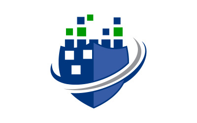 Modelo de logotipo de aplicativo de escudo digital