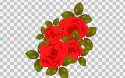 Red rose set realistic rose bouquet with red flower concept