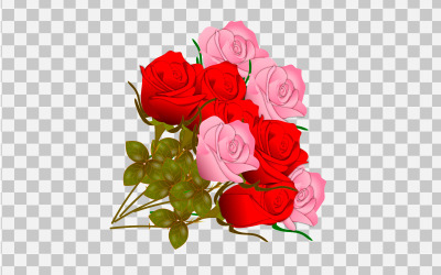 Rose realistiska rosenblad och knopp med röda blommor illustration