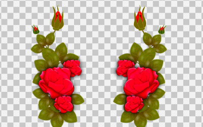 vektor ros realistiska rosenblad och knopp med röda blommor idé