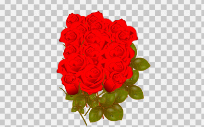 Vektorroter realistischer Rosenstrauß mit roten Blumen