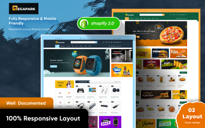 MegaPark – Elektronika és FastFood Clean többcélú Shopify 2.0 reszponzív téma