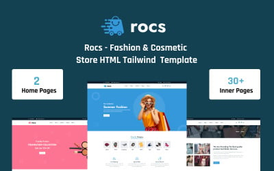 Rocs - Modelo HTML5 Tailwind para loja de moda e cosméticos