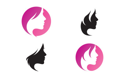 cheveux femme et visage logo symboles V9