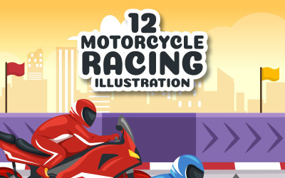 12 Illustrazione del campionato di corse motociclistiche