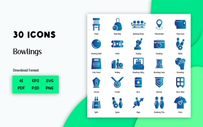 Ikonpaket: Bowlingikoner (30 ikoner)