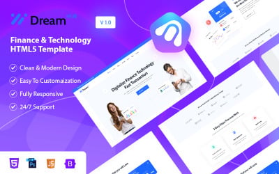 Modelo HTML5 Fintech e Tecnologia