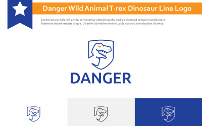 Danger Wild Animal T-rex Dinosaur Adventure Park Line Logo