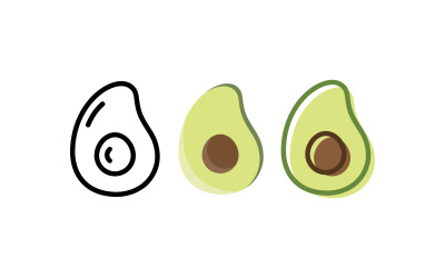Modello di logo di frutta di avocado simboli alimentari sani V13