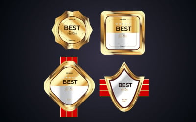 Vector gold badges seal quality labels. sale medal badge premium stamp