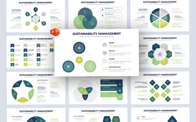 Modello PowerPoint per infografica sulla gestione della sostenibilità