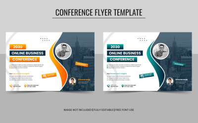 Modelo de panfleto horizontal de conferência de negócios criativos ou webinar e design de banner de evento