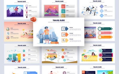 Modelo de PowerPoint de infográfico de vetor de viagem
