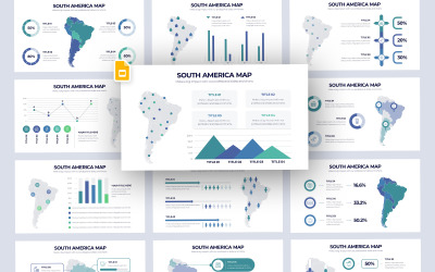 Plantilla de diapositivas de Google de infografía vectorial de mapa de América del Sur