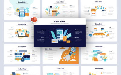 Plantilla de PowerPoint infografía vectorial de ventas