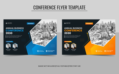 Plantilla de volante de conferencia de negocios corporativos horizontales y diseño de banner de evento