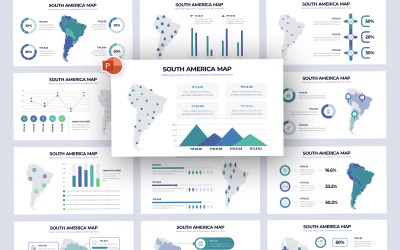 Южная Америка карта вектор инфографики Шаблоны презентаций PowerPoint